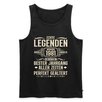 Jahrgang 1981 Geburtstag Absolut Einmalig - Männer Premium Bio Tank Top - Schwarz - Vorne - Michal (187cm)