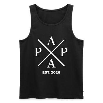 Papa Est. 2026 | Vater | Vatertag Geschenk - Männer Premium Bio Tank Top - Schwarz - Vorne - Michal (187cm)