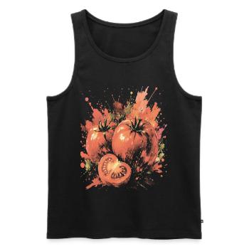 Rotes Tomatengemüse-Splash-Kunst-Aquarell - Männer Premium Bio Tank Top - Schwarz - Vorne - Michal (187cm)