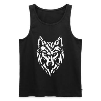 Wolf Tribal Tattoo Style - Männer Premium Bio Tank Top - Schwarz - Vorne - Michal (187cm)