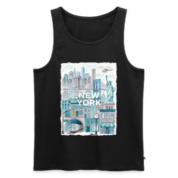 New York City Watercolor Skyline - Männer Premium Bio Tank Top - Schwarz - Vorne - Michal (187cm)