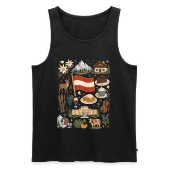 Austria | Alps, enjoyment & sense of home - Men's Premium Organic Tank Top - black - Front - Michal (187cm)