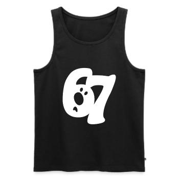 six seven | Zahlenduo 6 und 7 | fragendes Gesicht - Männer Premium Bio Tank Top - Schwarz - Vorne - Michal (187cm)