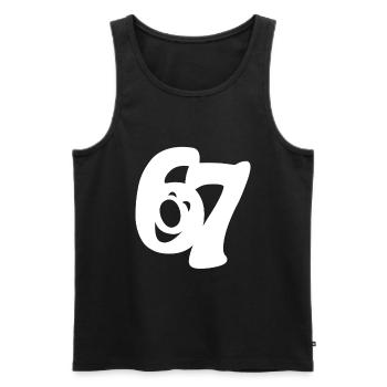 six seven | Zahlenduo 6 und 7 | Fröhliches Gesicht - Männer Premium Bio Tank Top - Schwarz - Vorne - Michal (187cm)