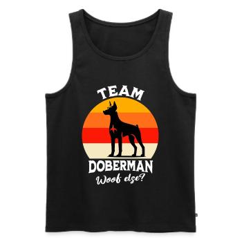 Team Dobermann - Männer Premium Bio Tank Top - Schwarz - Vorne - Michal (187cm)
