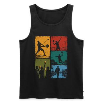 Padel und humorvoller Aperitif - Männer Premium Bio Tank Top - Schwarz - Vorne - Michal (187cm)