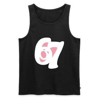 six seven | Zahlenduo 6 und 7 | Fröhliches Gesicht - Männer Premium Bio Tank Top - Schwarz - Vorne - Michal (187cm)