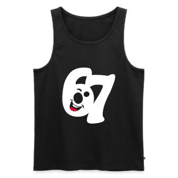 six seven | Zahlenduo 6 und 7 | Fröhliches Gesicht - Männer Premium Bio Tank Top - Schwarz - Vorne - Michal (187cm)