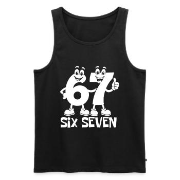 six seven | Zahlenduo 6 und 7 | Fröhliche Ziffern - Männer Premium Bio Tank Top - Schwarz - Vorne - Michal (187cm)
