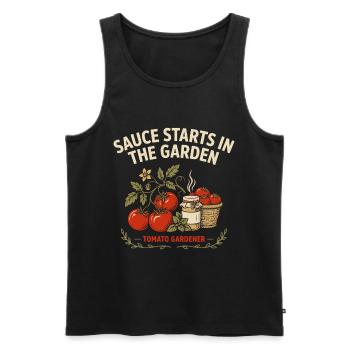 Tomatenfreunde Garten Sauce - Männer Premium Bio Tank Top - Schwarz - Vorne - Michal (187cm)