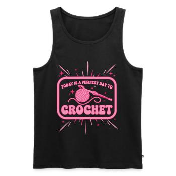 Heute ist ein perfekter Tag, um lustig zu häkeln - Männer Premium Bio Tank Top - Schwarz - Vorne - Michal (187cm)