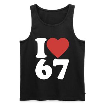 I love six seven | Zahlenduo 6 und 7 - Männer Premium Bio Tank Top - Schwarz - Vorne - Michal (187cm)