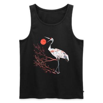 Geometrischer Reiher mit Kirschblüten - Männer Premium Bio Tank Top - Schwarz - Vorne - Michal (187cm)