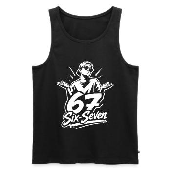 67 Six seven | Vintage Hände Logo - Männer Premium Bio Tank Top - Schwarz - Vorne - Michal (187cm)