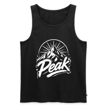 Peak Berggipfel Grafik | Jugendwort - Männer Premium Bio Tank Top - Schwarz - Vorne - Michal (187cm)