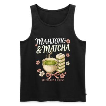Mahjong & Matcha Spielabend - Männer Premium Bio Tank Top - Schwarz - Vorne - Michal (187cm)