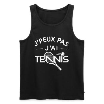 Tennis Humour Cadeau Passionné de Raquette - Débardeur bio Premium Homme - noir - Devant - Michal (187cm)