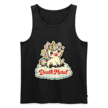 Death Metal Unicorn – Retro 70s Vintage - Männer Premium Bio Tank Top - Schwarz - Vorne - Michal (187cm)