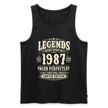 39. Geburtstag Geschenk Mann 1987 Vintage Retro - Männer Premium Bio Tank Top - Schwarz - Vorne - Michal (187cm)