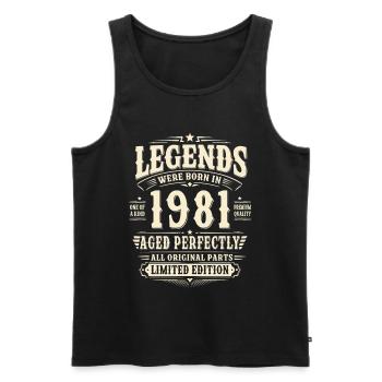 45. Geburtstag Geschenk Mann 1981 Vintage Retro - Männer Premium Bio Tank Top - Schwarz - Vorne - Michal (187cm)