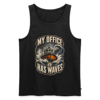 Küstenwache Rettungsschwimmer My Office Has Waves - Männer Premium Bio Tank Top - Schwarz - Vorne - Michal (187cm)