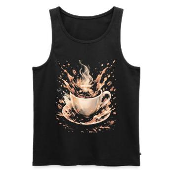 Hot Beans Art Splash Kaffeetasse - Männer Premium Bio Tank Top - Schwarz - Vorne - Michal (187cm)
