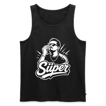 Süper Script Wordmark Youth Word - Men's Premium Organic Tank Top - black - Front - Michal (187cm)