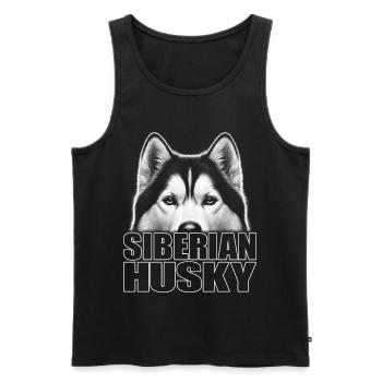 Husky Porträt mit Schriftzug Siberian Husky - Männer Premium Bio Tank Top - Schwarz - Vorne - Michal (187cm)