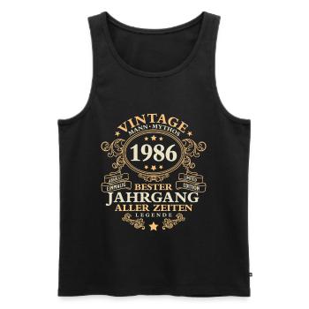Vintage 1986 Jahrgang Mann 40. Geburtstag - Männer Premium Bio Tank Top - Schwarz - Vorne - Michal (187cm)