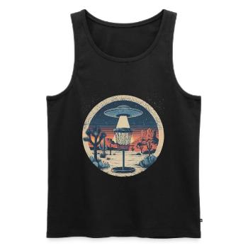 Disc Golf Putter UFO Korb Retro Vintage Wüste Nach - Männer Premium Bio Tank Top - Schwarz - Vorne - Michal (187cm)