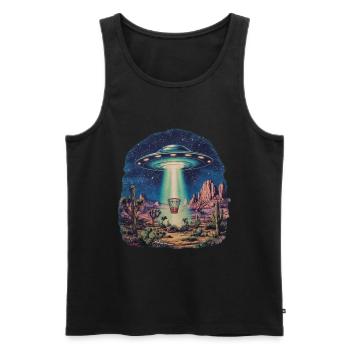 Disc Golf Korb UFO Wüste Retro Vintage Sci-Fi Moti - Männer Premium Bio Tank Top - Schwarz - Vorne - Michal (187cm)
