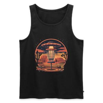 Disc Golf Set UFO Wüste Retro Vintage Kakteen  - Männer Premium Bio Tank Top - Schwarz - Vorne - Michal (187cm)