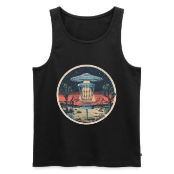 Disc Golf Scheiben UFO Retro Vintage Wüste Korb - Männer Premium Bio Tank Top - Schwarz - Vorne - Michal (187cm)