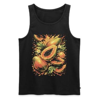 Papaya Tropic exotische Fruchtspritzkunst - Männer Premium Bio Tank Top - Schwarz - Vorne - Michal (187cm)