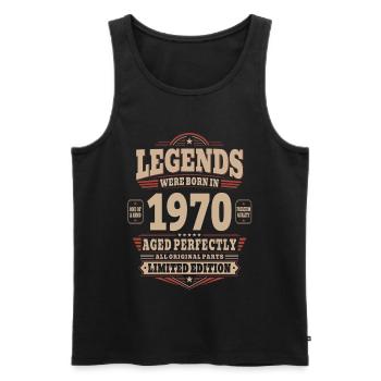 Cadeau d’anniversaire 56 Mari Vintage rétro des années 1970 - Débardeur bio Premium Homme - noir - Devant - Michal (187cm)