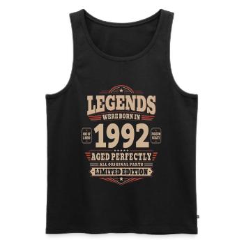 Cadeau pour 34 ans Mari 1992 Vintage Rétro - Débardeur bio Premium Homme - noir - Devant - Michal (187cm)