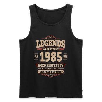 Cadeau d’anniversaire 41 Mari 1985 Vintage Rétro - Débardeur bio Premium Homme - noir - Devant - Michal (187cm)