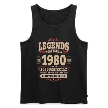 46. Geburtstag Geschenk Mann 1980 Vintage Retro - Männer Premium Bio Tank Top - Schwarz - Vorne - Michal (187cm)