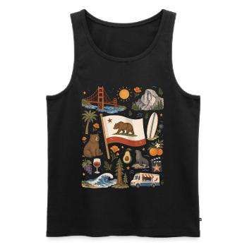 Kalifornien | Küste, Berge & Freiheit - Männer Premium Bio Tank Top - Schwarz - Vorne - Michal (187cm)