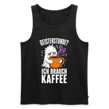 Geisterstunde? Ich brauch Kaffee – Halloween - Männer Premium Bio Tank Top - Schwarz - Vorne - Michal (187cm)