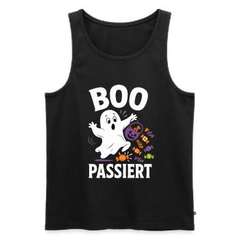 Boo passiert – Halloween-Geist mit Bonbons - Männer Premium Bio Tank Top - Schwarz - Vorne - Michal (187cm)