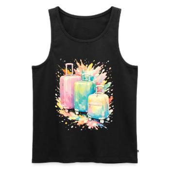Reisekoffer Pastel Colour Splash Art - Männer Premium Bio Tank Top - Schwarz - Vorne - Michal (187cm)
