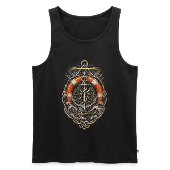 Küstenwache Rettungsschwimmer - Männer Premium Bio Tank Top - Schwarz - Vorne - Michal (187cm)