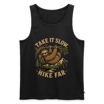 Take It Slow Hike Far Faultier - Männer Premium Bio Tank Top - Schwarz - Vorne - Michal (187cm)