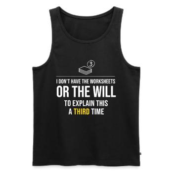 Third Time's The Charm: No Worksheets - Men's Premium Organic Tank Top - black - Front - Michal (187cm)