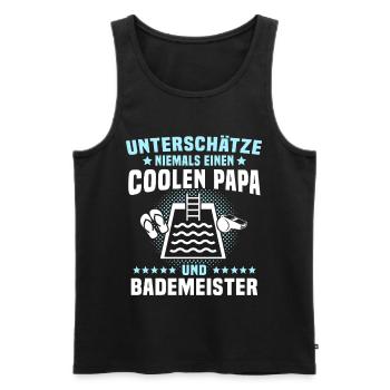 Bademeister Papa Schwimmmeister - Männer Premium Bio Tank Top - Schwarz - Vorne - Michal (187cm)