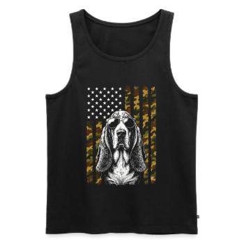 Basset Hound Dog US Flag Camo - Men's Premium Organic Tank Top - black - Front - Michal (187cm)