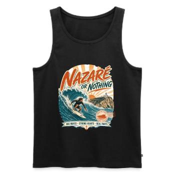 Nazaré Surfen - Männer Premium Bio Tank Top - Schwarz - Vorne - Michal (187cm)