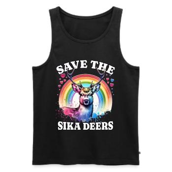 Sikahirsch Save Sika Deer - Men's Premium Organic Tank Top - black - Front - Michal (187cm)