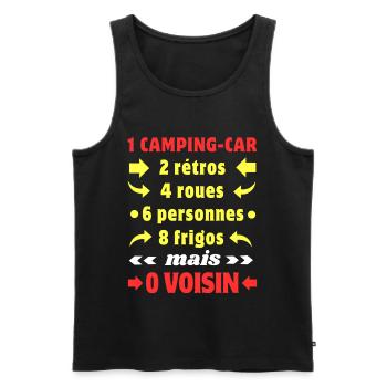 Les chiffres du Camping-Car c'est 0 Voisin - Débardeur bio Premium Homme - noir - Devant - Michal (187cm)